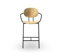 Sibast Furniture Sgabello da Bar Piet Hein Nero con Braccioli in Rovere