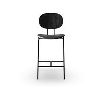 Sibast Furniture Sgabello da Bar Piet Hein Nero in Rovere Nero e Pelle Nero
