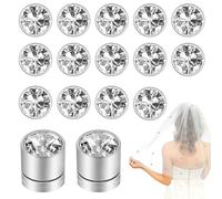 Sibba 16 Pz Velo Pesi Matrimonio Diamanti Velo da Sposa Pesi Perline Elegante Doppio Lato Diamanti Artificiali Strass Cristalli Hijab Magneti per Vestiti Sciarpe Donne Vestito Velo Bianco