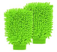 Sibba 2 Panni per Il Lavaggio Dell'Auto in Microfibra per la Cura Delle Ruote con Manico Lungo in Spugna per Interni per Asciugare Protezione Dai Graffi Shampoo Panno per la Tessitura (Verde)