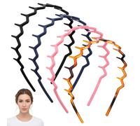 Sibba 4 cerchietti ondulati a zig-zag, in plastica, per il trucco, antiscivolo, da donna, da uomo, a zig-zag, per lo sport quotidiano, il fitness