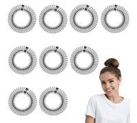 Sibba 9 pettini circolari elastici in plastica flessibile per capelli, cerchio, per capelli, per capelli, per donne e ragazze (nero)