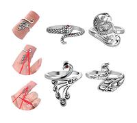 Sibba Anello in Metallo per Uncinetto 4 Pezzi Gancio Regolabile Accessorio Maglieria Ditale Guida Filato Supporto Dito Fai da Te Filati Artigianali Tessitura a Mano Linea Stile Pavone
