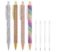 Sibba Bling Pen 4 Penne a Sfera Con Strass E Brillantini Penne a Sfera Scintillanti Da 1.0mm Belle Penne da Regalo Penne per Diari per Donne Ufficio Damigella D'onore Matrimonio Compleanno