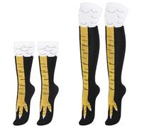 Sibba Calzini A Gamba di Pollo 2 Paia di Calzini A Compressione Al Ginocchio per Donne Uomini Festa di Halloween Pazzo Divertente Animale Lavoro A Maglia Calze da Vacanza con Coscia Ginocchio Elastica