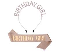 Sibba Compleanno Tiara Corone Dorate Buon Compleanno Ragazza Sash Set Principessa Regina Strass Brillante Fascia Regali per Le Donne Festeggia Festa Prom Costume Outfit Accessori per acconciature