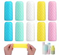 Sibba Confezione da 10 coperture per bottiglie da viaggio in silicone, a prova di perdite, maniche elastiche a prova di perdite, essenziali da crociera, adatte a bottiglie di varie dimensioni da