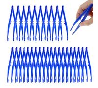 Sibba Pinzette In Plastica 30 Pezzi Usa e Getta Pinzette per Il Primo Soccorso di Colore Blu Con Scanalature per Dita Punte Seghettate per Progetti di Perle Fai Da Te Lezioni di Scienza