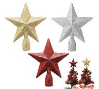 Sibba Puntale per albero di Natale, 3 pezzi, pentagramma decorativo per le festività con stelle scintillanti, decorazione stagionale, supporto scintillante per il giorno del Ringraziamento,