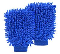 Sibba Set 2 Panni Pulizia Dell'Auto in Microfibra Asciugamani e Pennelli Cura del Guanto con Manico Lungo Spugna Detergente Interni Asciugatura Antigraffio Shampoo Salviette Lavaggio Asciugamano (Blu)
