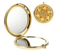 Sibba Specchio Cosmetico Compatto Ingranditore Tascabile Rotondo Pieghevole Stile Palazzo Vintage Double Face Piccolo Portatile Adatto Per Abbellimento Quotidiano Trucco Specchio Da Viaggio