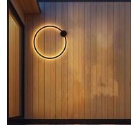 SIBEG Lampada da parete circolare - Grandi luci da parete ad anello a LED, applique da parete rotonda per esterni, luce calda impermeabile IP54 3000K, decorazione murale decorativa,60cm