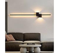 SIBEG Lampada da Parete lineare Nera Minimalista Lampada da Parete Semplice a Striscia Lunga Bianco Caldo 3000K Illuminazione per Montaggio a Parete in Acrilico per Camera da Letto Comodino Soggiorno