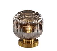 SIBEG Lampada da Tavolo Moderna Paralume in Vetro Scanalato Verde e Dorato