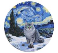 Siberian Forest Cat Rundes 1000 Puzzle Animals Rundes Puzzle Familienpuzzle Stressabbau-Spielzeug Für Erwachsene Kinder Kreative 1000pcs (67.5x67.5cm)