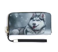 Siberian Huskies on Snow Portafoglio in pelle alla moda borsa lunga con cinturino da polso per uomo donna, Stile:, 20.0*10.5cm