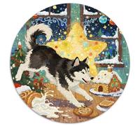 Siberian Husky 1000 Pezzi Di Puzzle Rotondo Classico Christmas for Pet Dogs Giocattolo Difficile E Impossibile Per Famiglia 1000pcs (67.5x67.5cm)