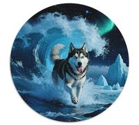 Siberian Husky 1000 Pezzi Di Puzzle Rotondo Classico Pet Dog Regali Antistress Per Adulti E Bambini 1000pcs (67.5x67.5cm)