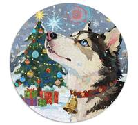 Siberian Husky 1000 Pezzi Di Puzzle Rotondo Creativo Christmas for Pet Dogs Giocattolo Antistress Per Famiglia 1000pcs (67.5x67.5cm)