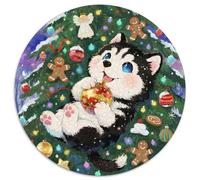 Siberian Husky 1000 Pezzi Di Puzzle Rotondo Creativo Christmas for Pet Dogs Jigsaw Giocattolo Difficile E Impossibile Per Adulti E Bambini 1000pcs (67.5x67.5cm)