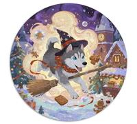 Siberian Husky 1000 Pezzi Di Puzzle Rotondo Creativo Christmas for Pet Dogs Regali Difficile E Impossibile Per Adulti E Bambini 1000pcs (67.5x67.5cm)