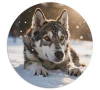 Siberian Husky 1000 Pezzi Di Puzzle Rotondo Creativo Cute Pets Regali Educativo Per Famiglia 1000pcs (67.5x67.5cm)