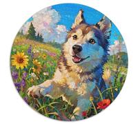 Siberian Husky 1000 Pezzi Di Puzzle Rotondo Creativo Pet Dog Regali Difficile E Impossibile Per Adulti E Bambini 1000pcs (67.5x67.5cm)