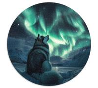 Siberian Husky 1000 Pezzi Rotonda Puzzles Per Adulti Stampa Ridotta Difficile E Impossibile Creativo Decompressione E Regalo Gioco Di Abilità 1000pcs (67.5x67.5cm)