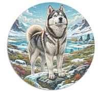 Siberian Husky 1000 Piece Round Puzzles for Adults And Kids Animal Jigsaw Geometric Reliever Difficult Challenge 1000pcs (67.5x67.5cm)