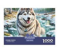 Siberian Husky 1000 Pieces Jigsaw Puzzles For Adults Family Challenge Toys Stress Relieving Entertainment Cultivate The Spirit of Teamwork for Family Decorations 70x50cm/1000pcs