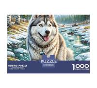 Siberian Husky 1000 Pieces Jigsaw Puzzles For Adults Family Challenge Toys Stress Relieving Entertainment Cultivate The Spirit of Teamwork For Adults Gifts 38x26cm/1000pcs