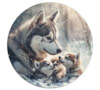 Siberian Husky 1000 Pieces Round Puzzle Jigsaw Birthday Gift Reative Puzzles Per La Decorazione Delle Pareti For Children 1000pcs (67.5x67.5cm)