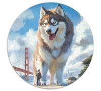 Siberian Husky 1000 Pieces Round Puzzle Jigsaw Birthday Gift Reative Puzzles Per La Decorazione Delle Pareti
