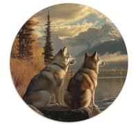 Siberian Husky 1000 Pieces Round Puzzle Jigsaw Ladies Birthday Gift Reative Puzzles Per La Decorazione Delle Pareti for Adults 1000pcs (67.5x67.5cm)