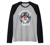 Siberian Husky Addict - Immagine con Cane in Vetro colorato Maglia con Maniche Raglan