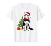 Siberian Husky Cane, Natale, Cappello di Babbo Natale Maglietta
