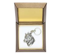 Siberian Husky - Ciondolo Placcato Argento Con Un Cane In Una Scatola Decorativa