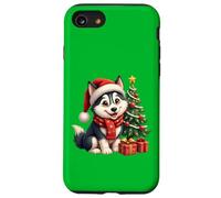 Siberian Husky cucciolo di cane, Natale, cappello di Babbo Natale Custodia per iPhone SE (2020) / 7/8