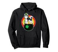 Siberian Husky Dog Lucky Charm Shamrock St Patricks Day Felpa con Cappuccio