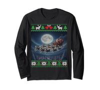 Siberian Husky Dogs on Santa's Sleigh Brutto Natale Maglia a Manica