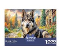 Siberian Husky Lupo colorato in un prato vivace 1000 pezzi Puzzle per adulti The Impossible Challenge Attività domestica 38x26 cm/1000 pezzi