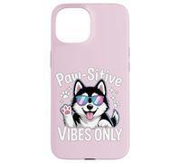 Siberian Husky Paw-sitive Vibes Only Retro Dog Lover Custodia per iPhone 15