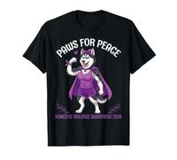 Siberian Husky Paws Consapevolezza della violenza Domestica per la Pace 2026 Maglietta