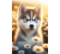 Siberian Husky Puppy face Notebook - Large 6 x 9 inches - 127 Pages