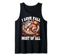 Siberian Husky Puppy I Love Fall Most of all for Husky Lover Canotta