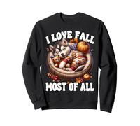 Siberian Husky Puppy I Love Fall Most of all for Husky Lover Felpa