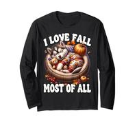 Siberian Husky Puppy I Love Fall Most of all for Husky Lover Maglia a Manica