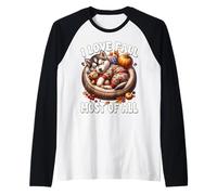 Siberian Husky Puppy I Love Fall Most of all for Husky Lover Maglia con Maniche Raglan