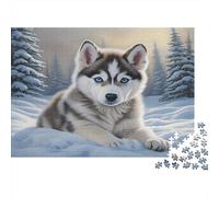 Siberian Husky Puppy Puzzle Classico 1000 Pezzi Per Ragazzi 14+ Passatempo Decorazione Murale Alta Qualità Attività Domestiche Cartone Resistente 38x26cm/1000pcs