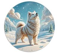 Siberian Husky Rundes 1000 Puzzle Animals Rundes Puzzle Familienpuzzle Erwachsene Anspruchsvoll Für Erwachsene Kinder Familiengeschenke 1000pcs (67.5x67.5cm)